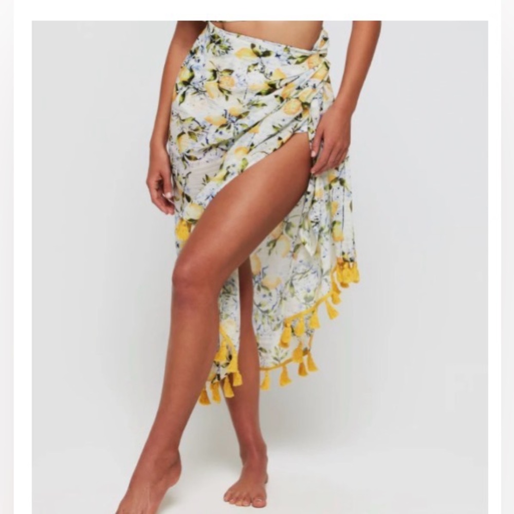 Maisonette x Hermoza lemon pattern Pareo cover up with tassels